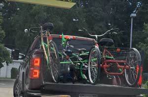 Pine Creek Rail Trail, family with their bikes loaded into a truck getting ready for a ride.