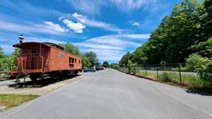 The Jersey Shore Access Area displays an antique train.